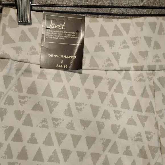 Denver  Hayes "Janet" Stretch Capri Pants Cream and Gray NWOT in Size 8 - Picture 3 of 12